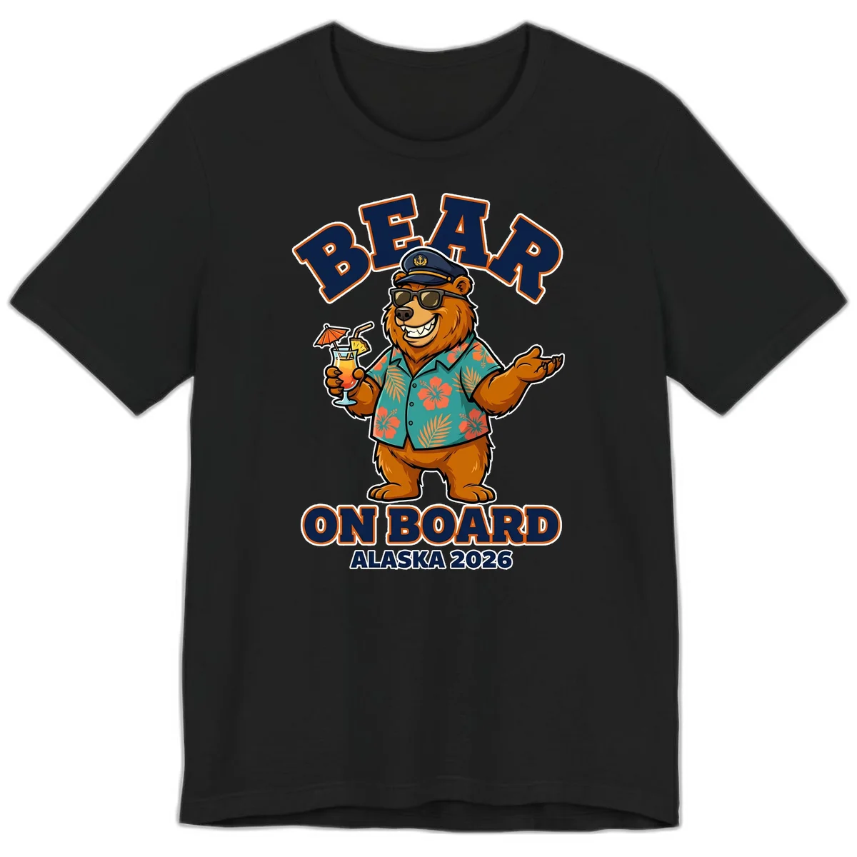 Bear On Board Alaska 2026 Cruise Premium T-Shirt in Black