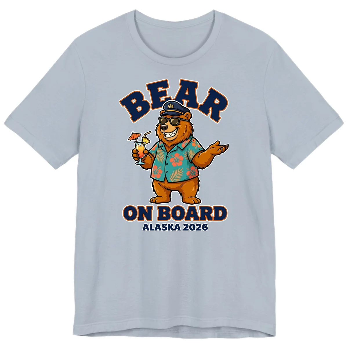 Bear On Board Alaska 2026 Cruise Premium T-Shirt in Light Blue