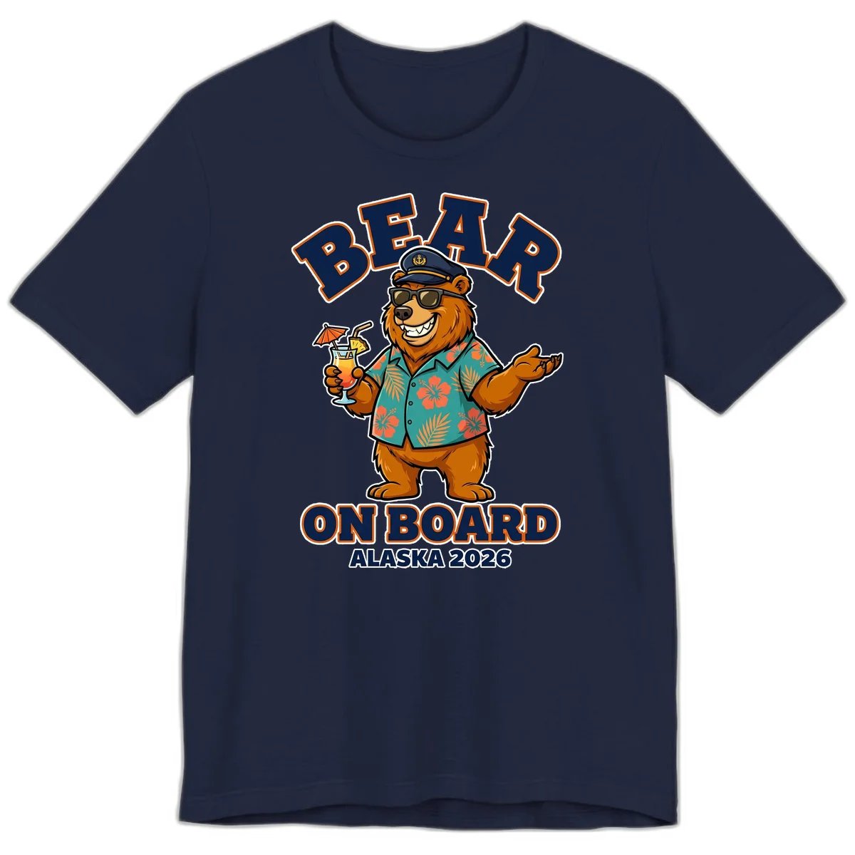 Bear On Board Alaska 2026 Cruise Premium T-Shirt in Navy