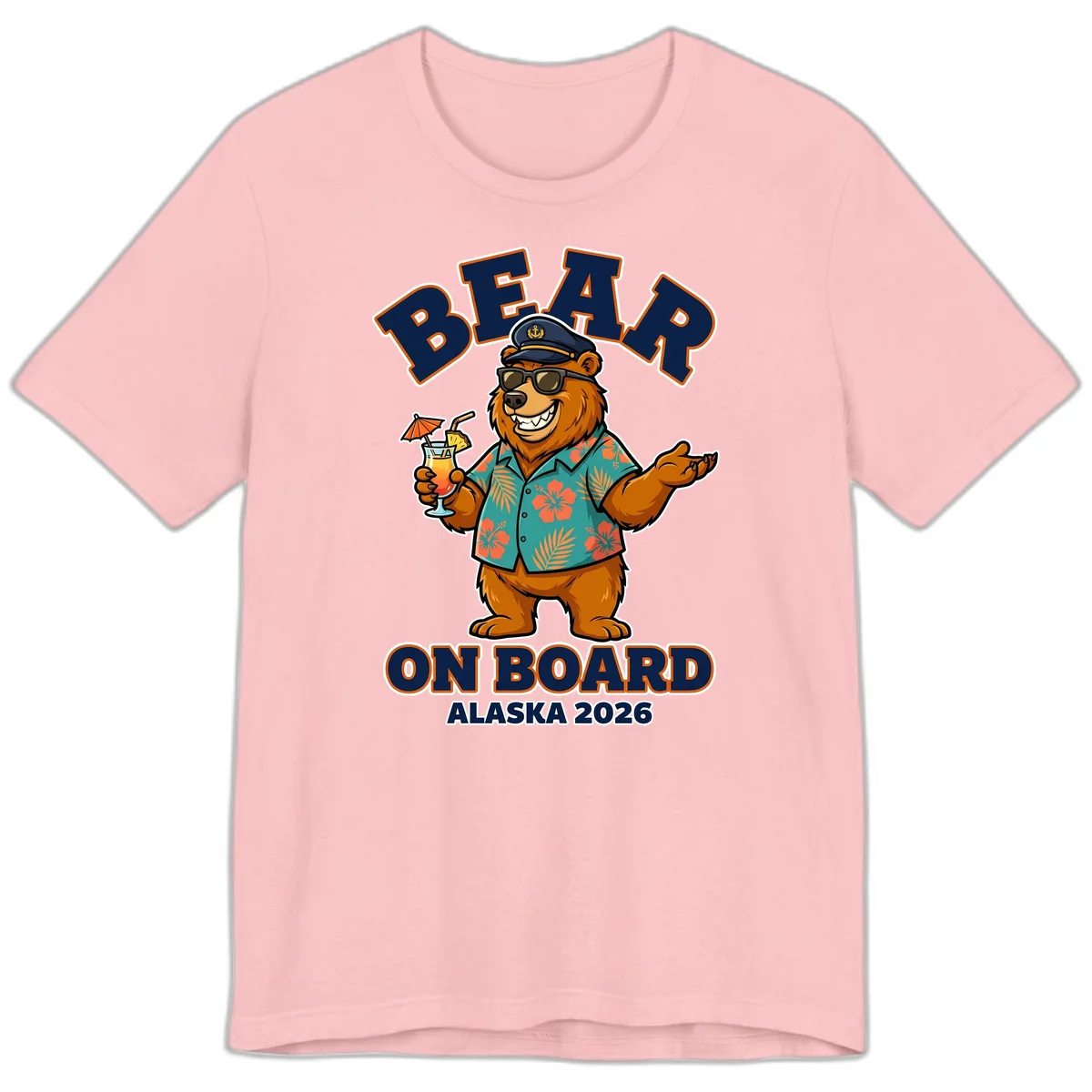 Bear On Board Alaska 2026 Cruise Premium T-Shirt in Pink