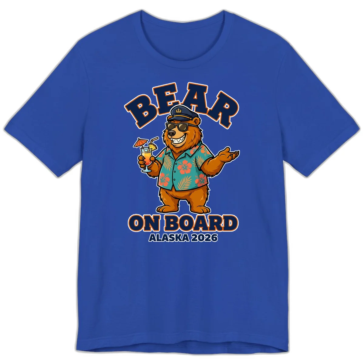 Bear On Board Alaska 2026 Cruise Premium T-Shirt in True Royal