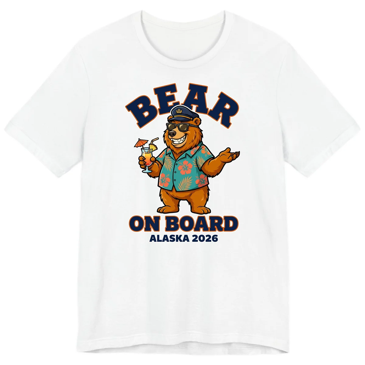 Bear On Board Alaska 2026 Cruise Premium T-Shirt in White