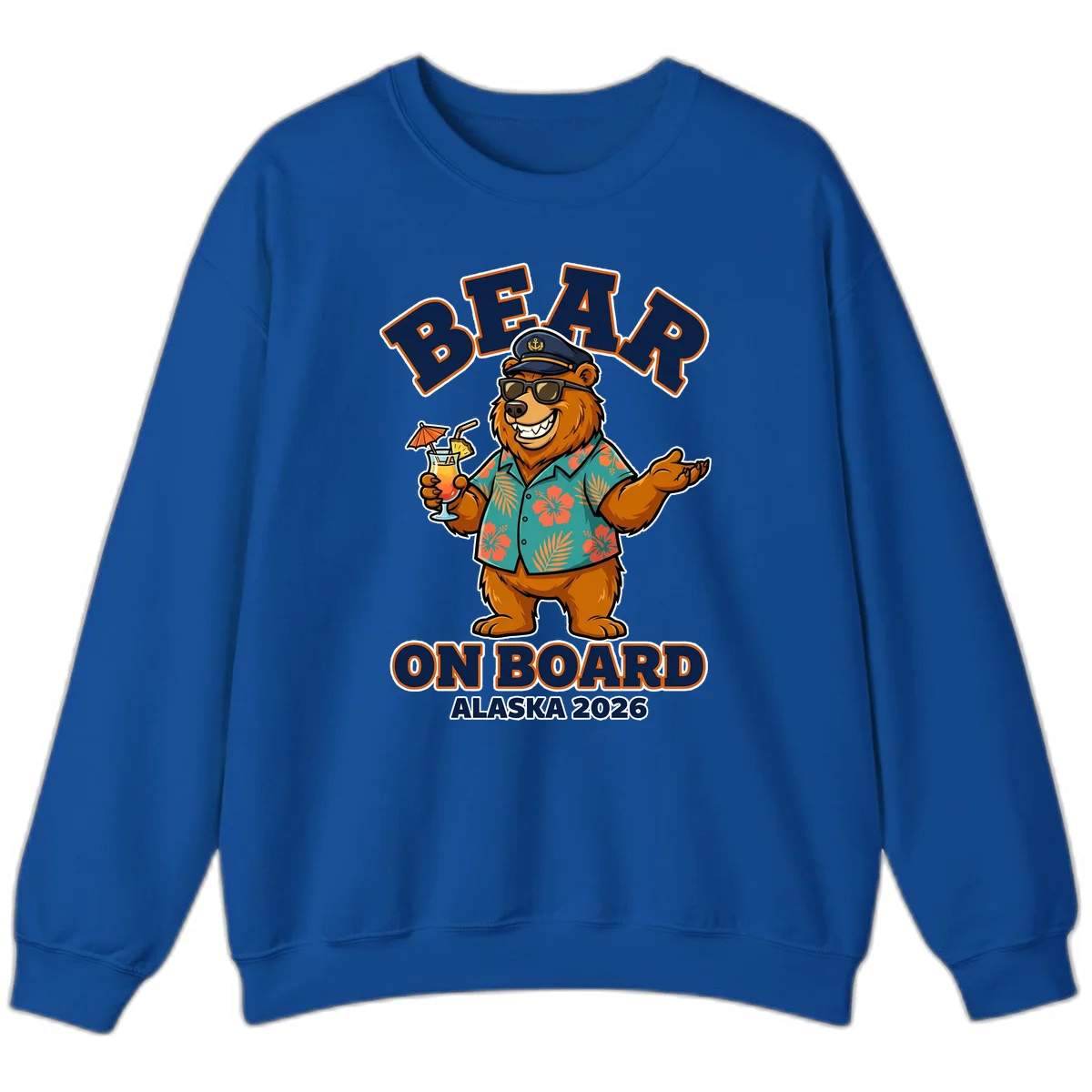 Bear On Board Alaska 2026 Cruise Vacation Sweatshirt in Royal