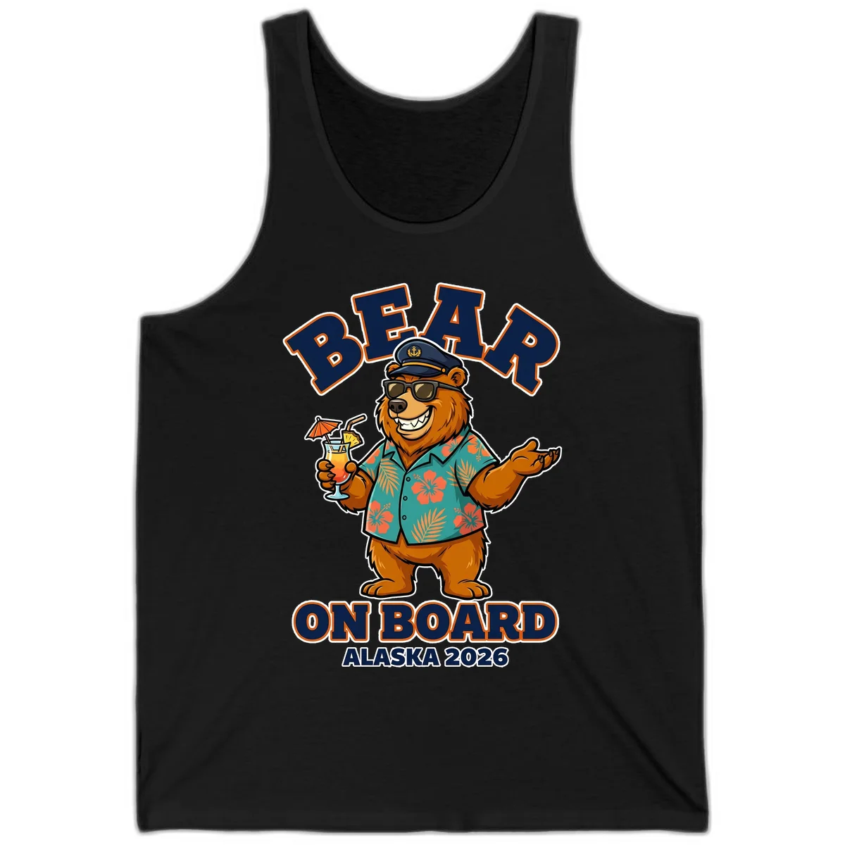 Bear On Board Alaska 2026 Cruise Vacation Tank Top in Black