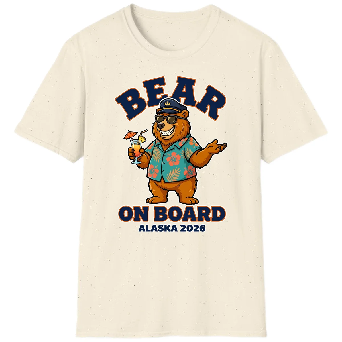 Bear On Board Alaska 2026 Cruise Vacation T-Shirt in Natural