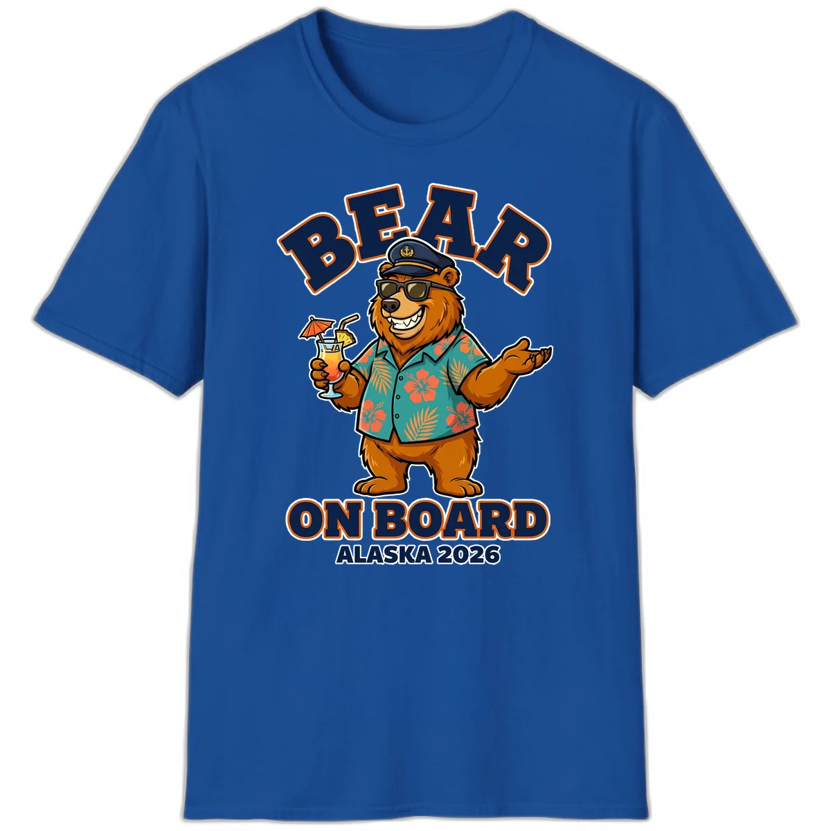 Bear On Board Alaska 2026 Cruise Vacation T-Shirt in Royal
