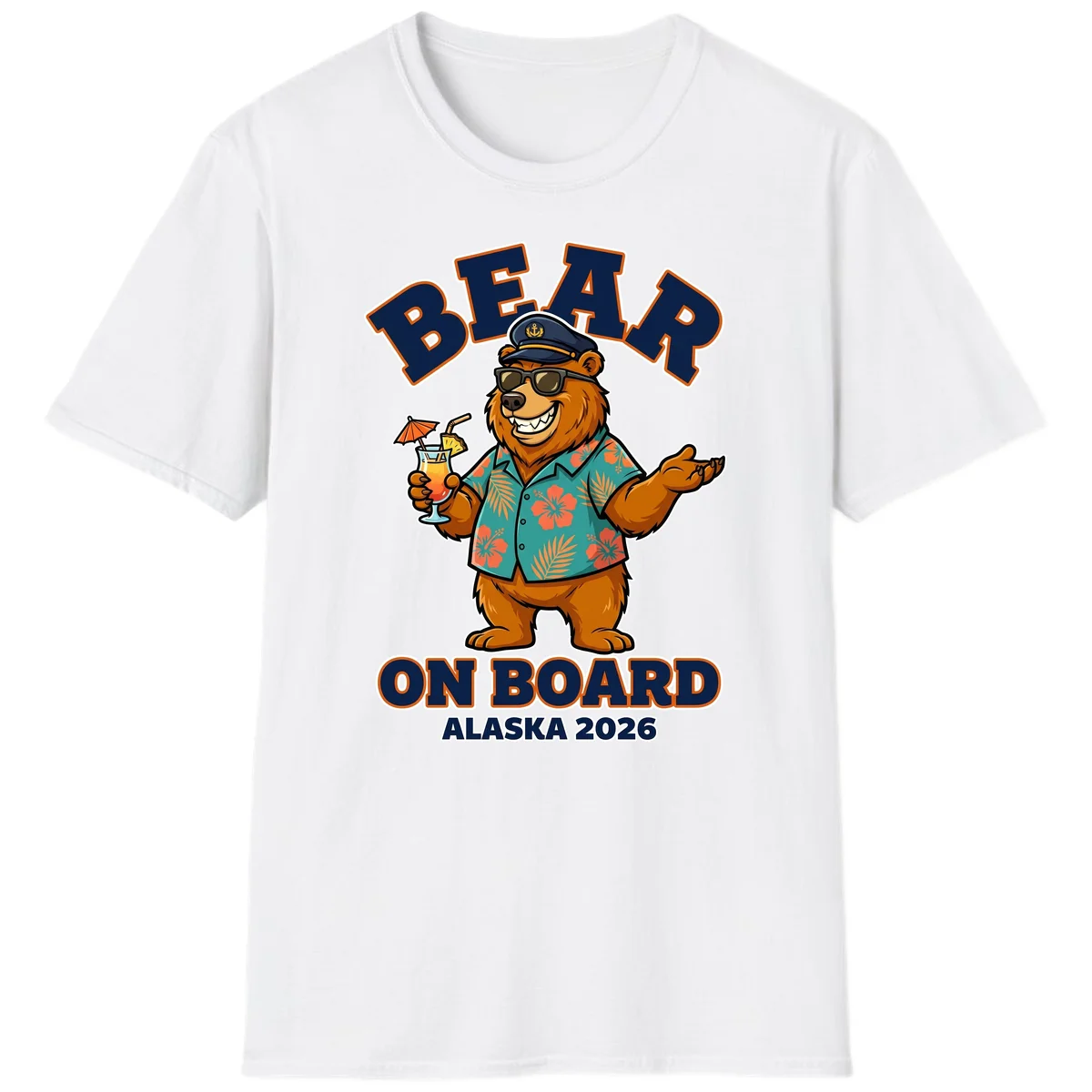Bear On Board Alaska 2026 Cruise Vacation T-Shirt in White