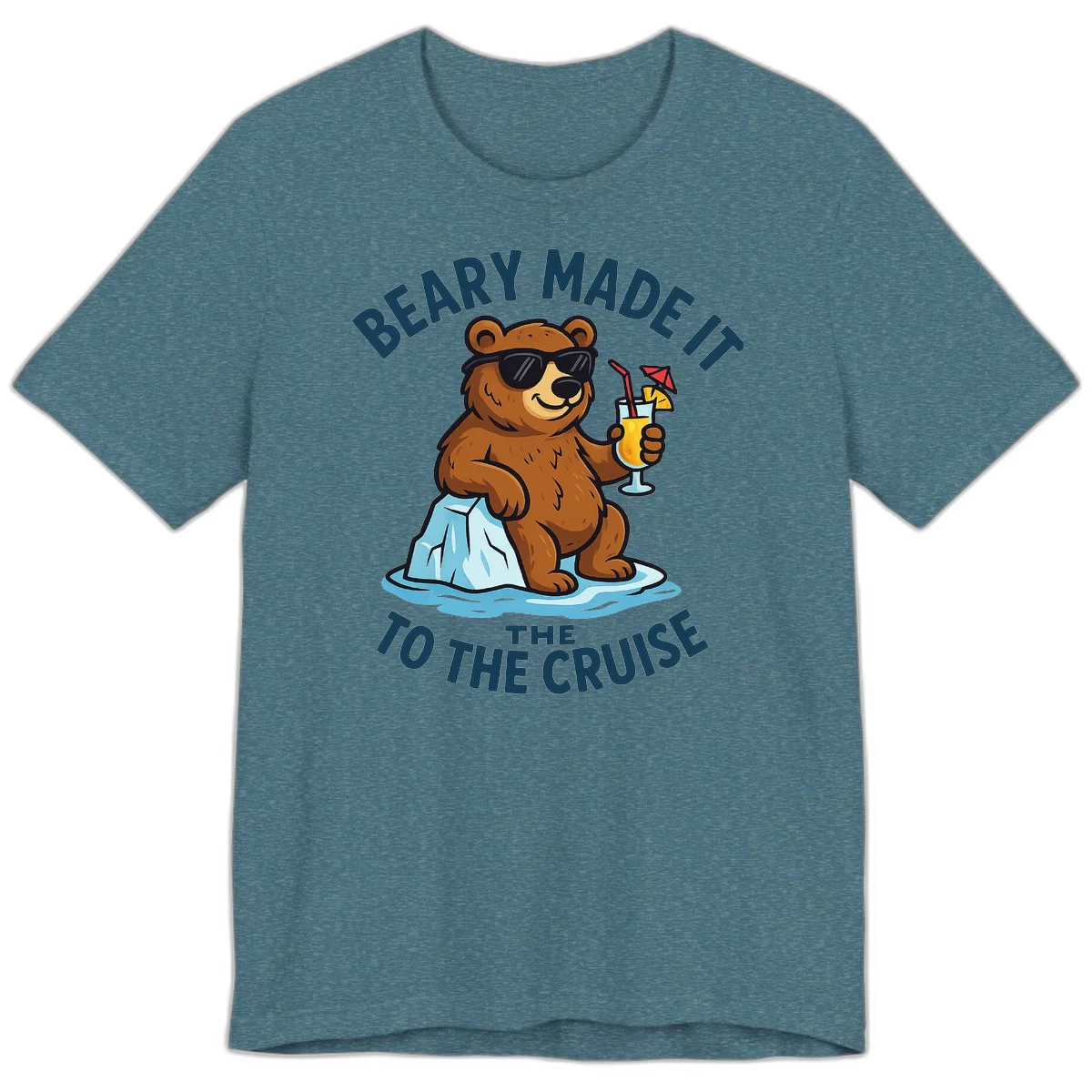 Beary Made It To The Cruise Premium Tee in Heather Deep Teal