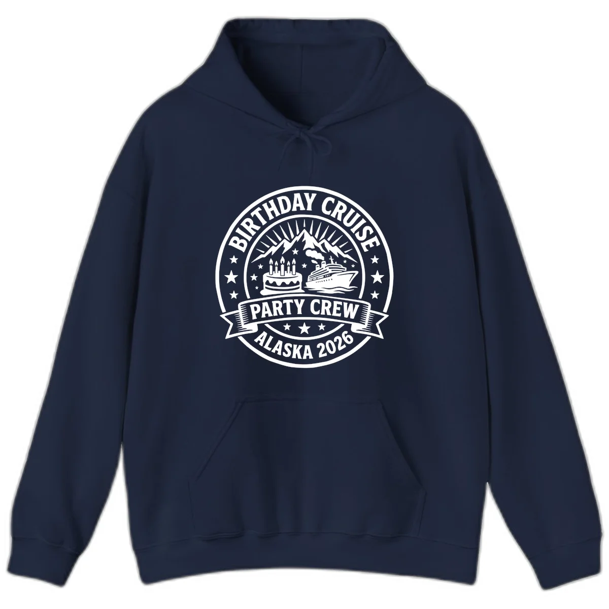 Birthday Cruise Party Crew Alaska 2026 Hoodie in Navy