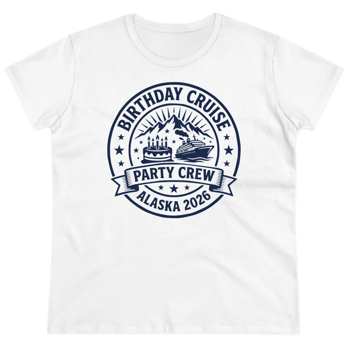 Birthday Cruise Party Crew Alaska 2026 Ladies Tee in White