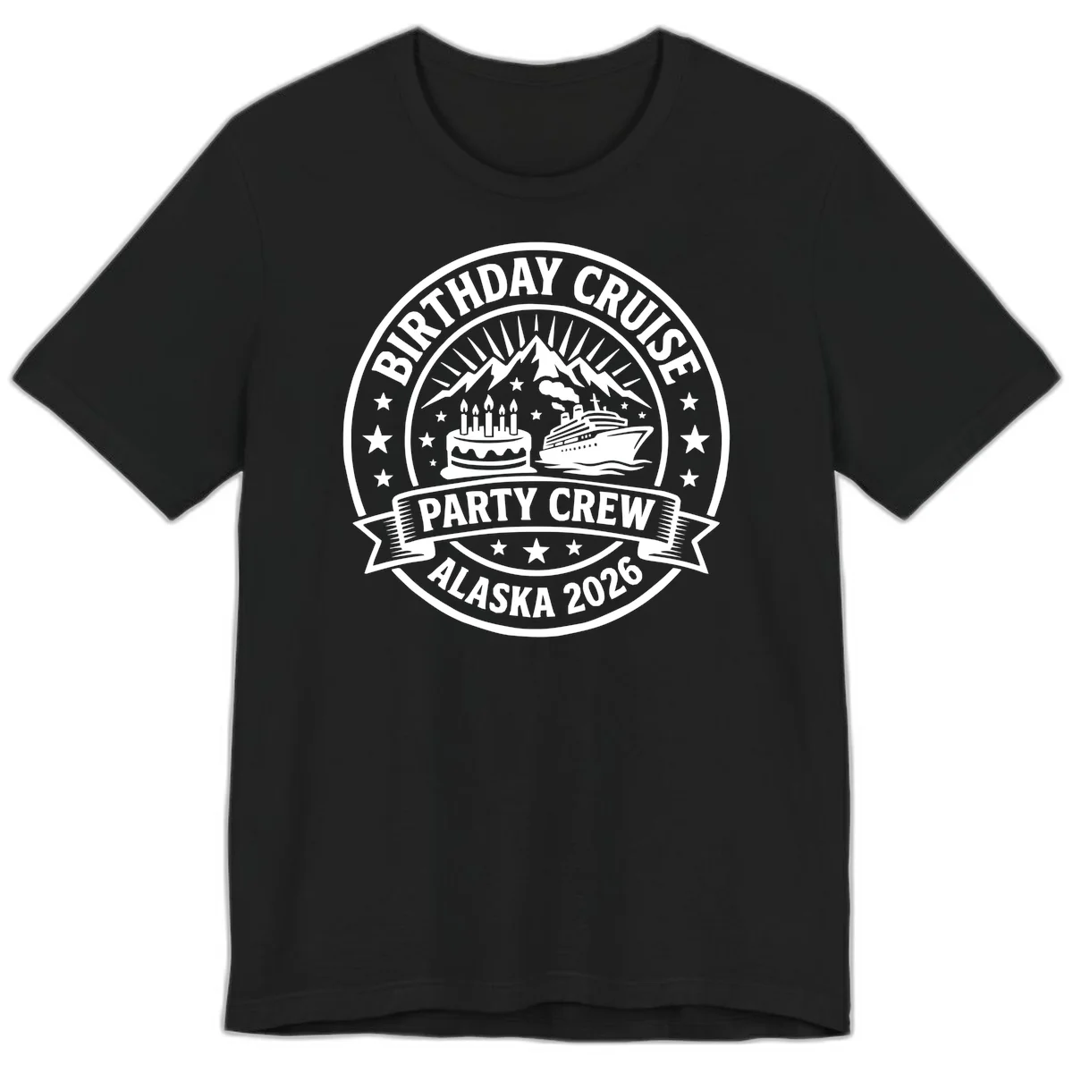 Birthday Cruise Party Crew Alaska 2026 Premium Tee in Black