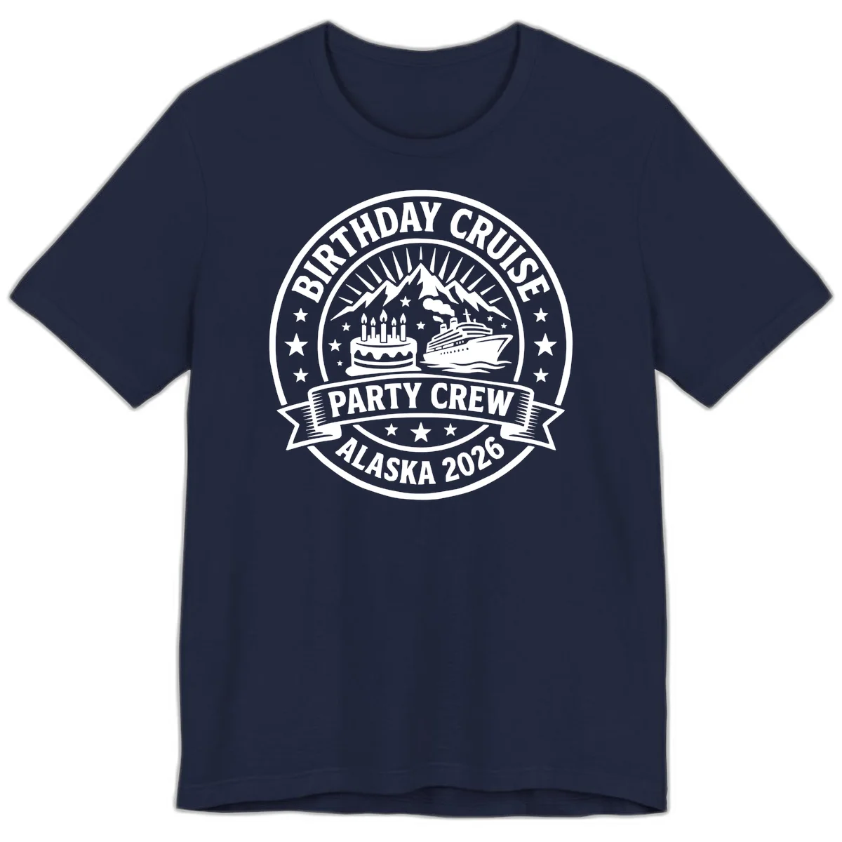Birthday Cruise Party Crew Alaska 2026 Premium Tee in Navy