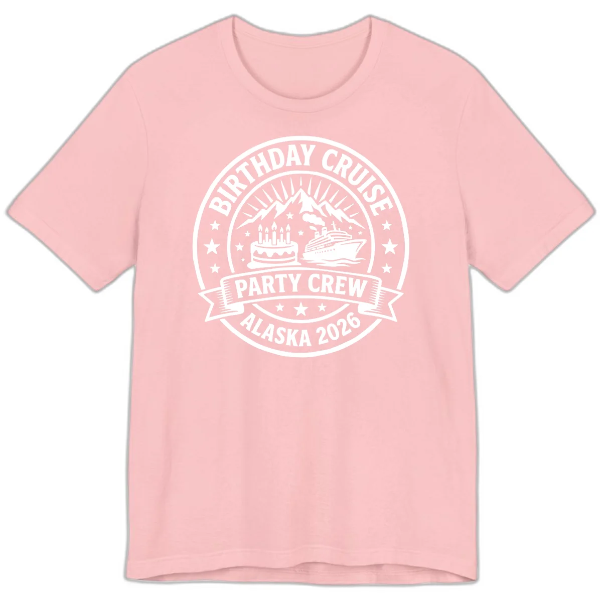 Birthday Cruise Party Crew Alaska 2026 Premium Tee in Pink
