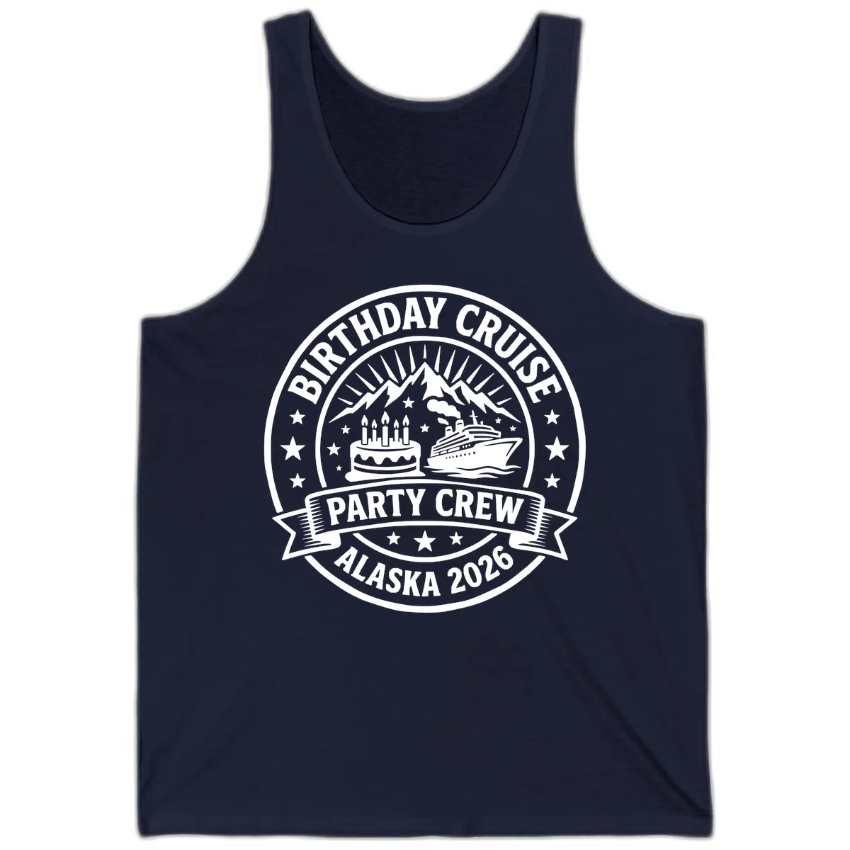 Birthday Cruise Party Crew Alaska 2026 Tank in Navy