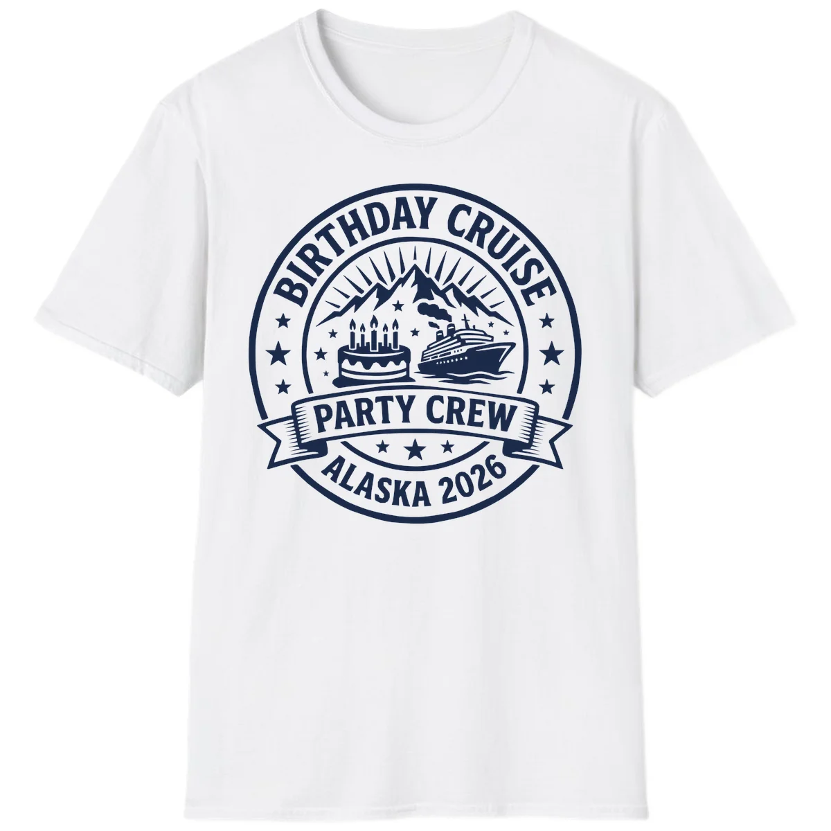 Birthday Cruise Party Crew Alaska 2026 T-Shirt in White