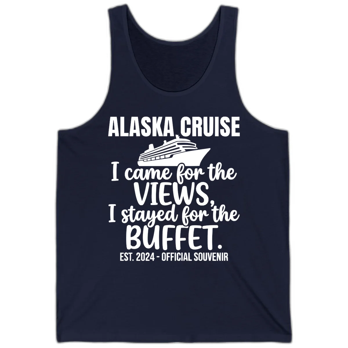Came For The Views, Stayed For The Buffet Tank in Navy