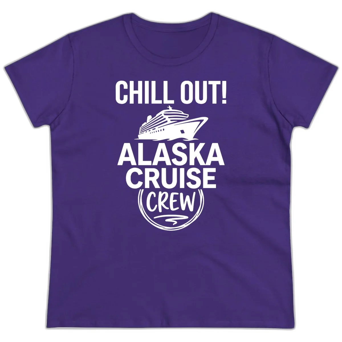 Chill Out Alaska Cruise Crew Ladies Tee in Purple