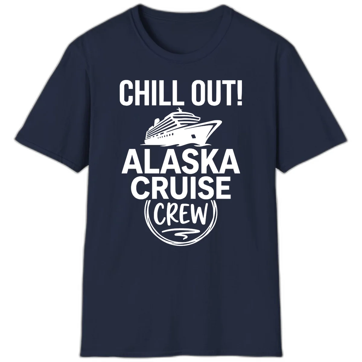 Chill Out Alaska Cruise Crew T-Shirt in Navy