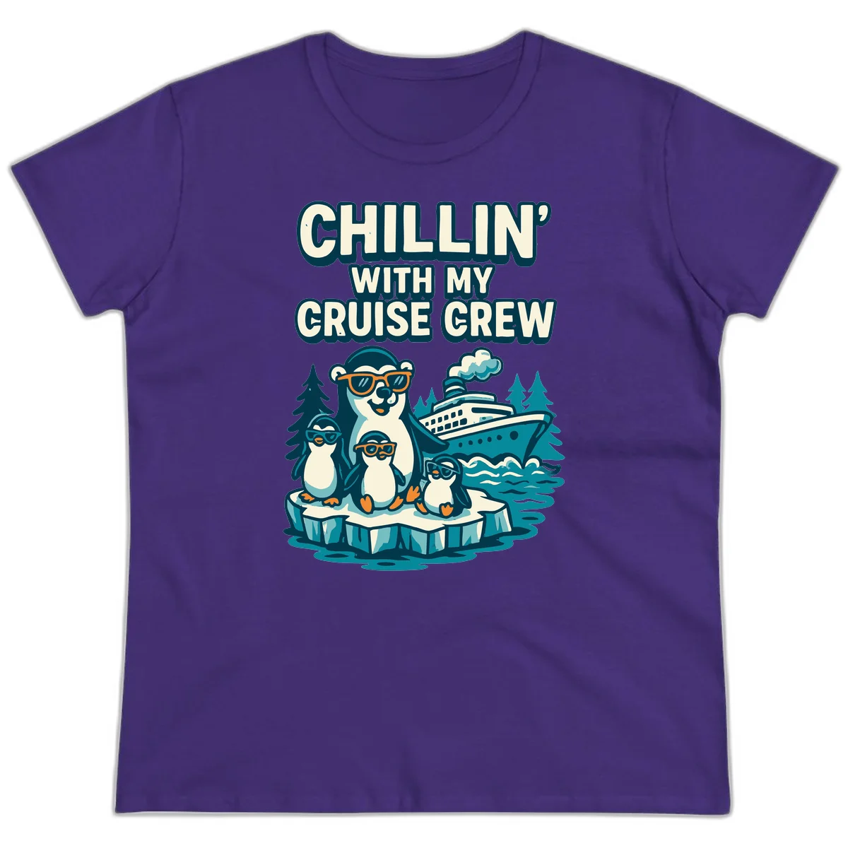 Chillin' With My Cruise Crew Ladies Tee in Purple