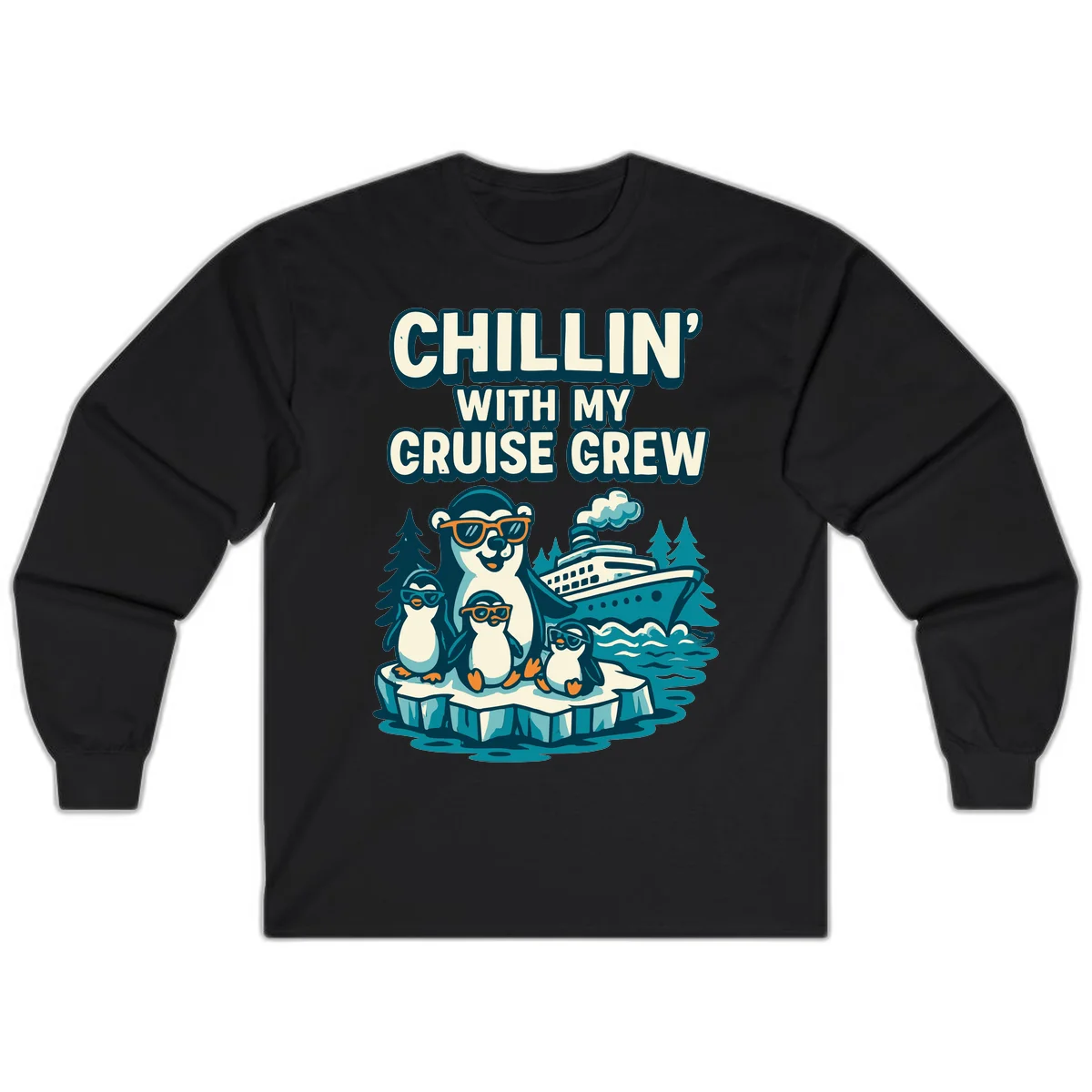 Chillin' With My Cruise Crew Long Sleeve in Black