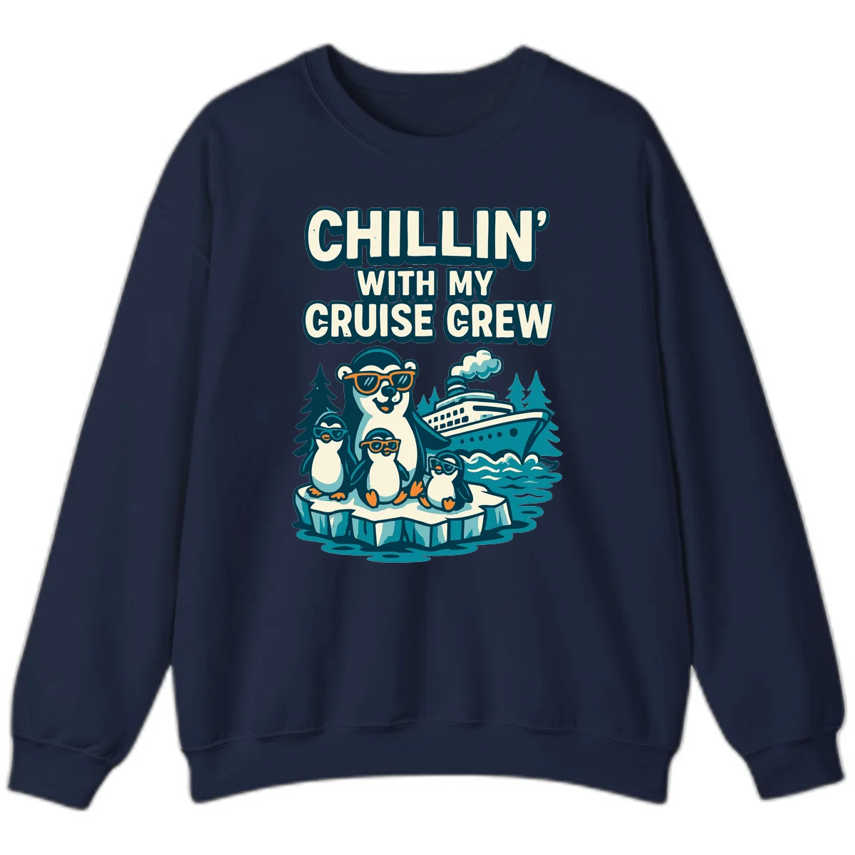 Chillin' With My Cruise Crew Sweatshirt in Navy
