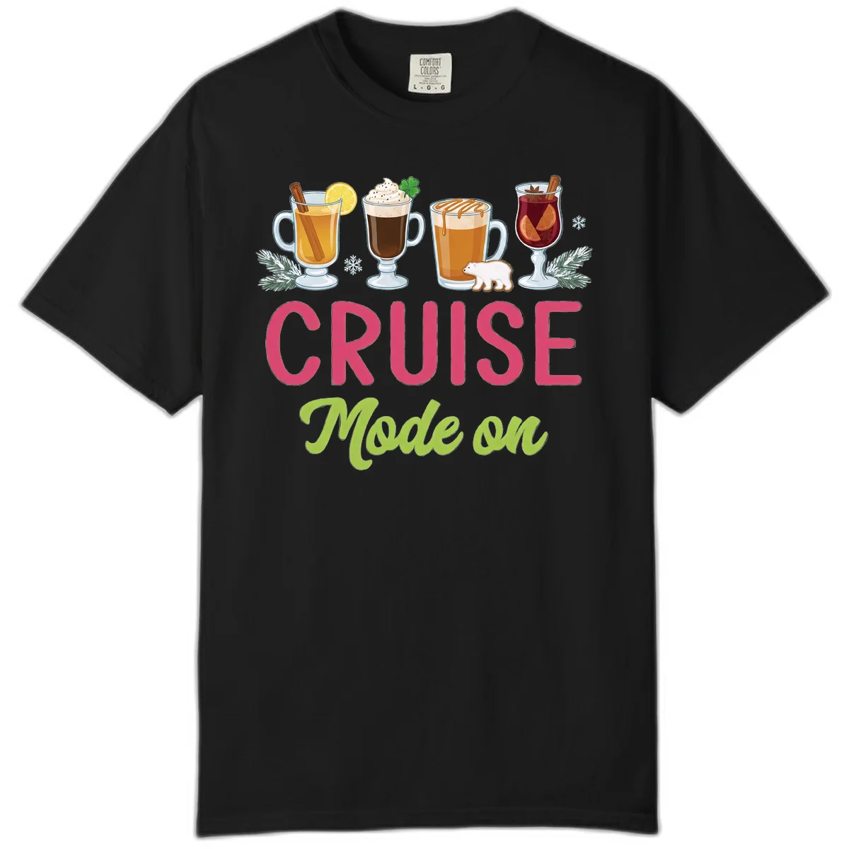 Cruise Mode On Holiday Drinks Comfort Color in Black