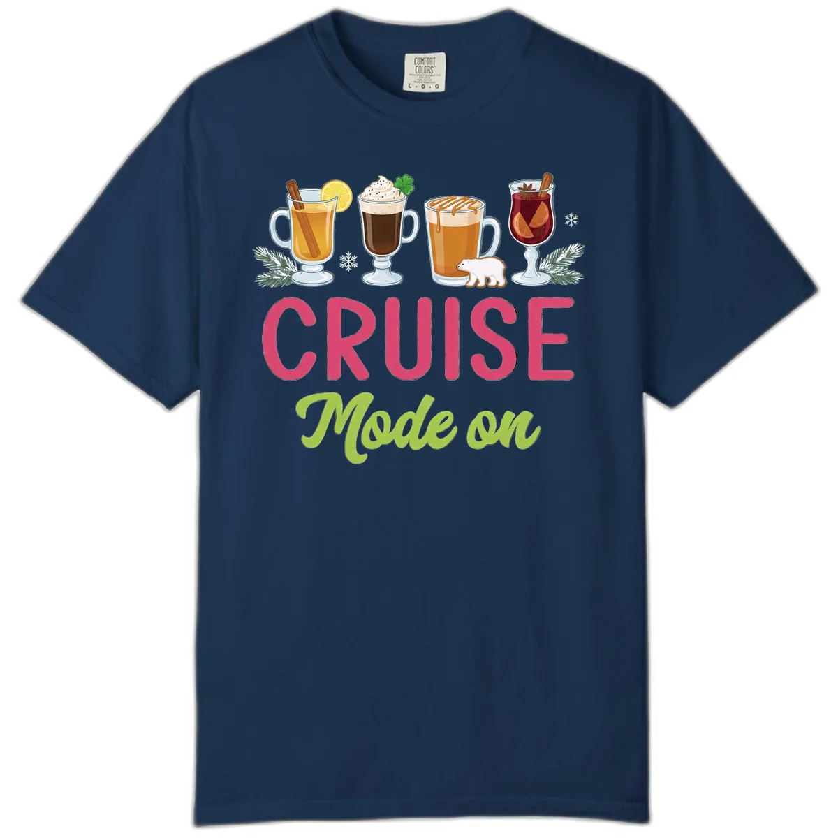 Cruise Mode On Holiday Drinks Comfort Color in Navy
