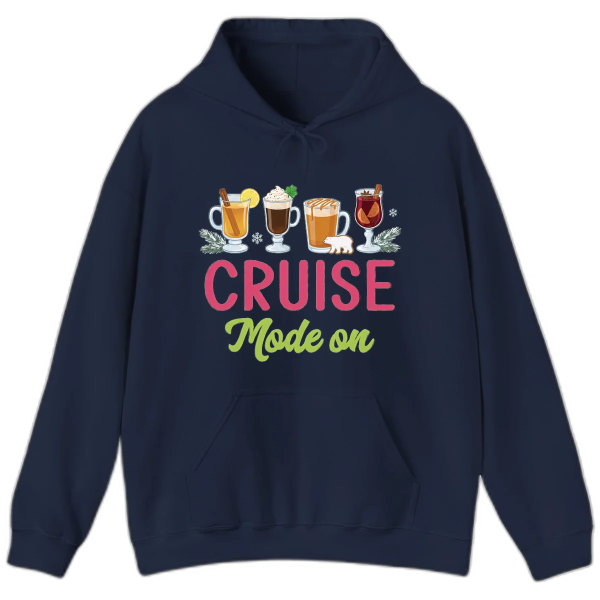 Cruise Mode On Holiday Drinks Hoodie in Navy