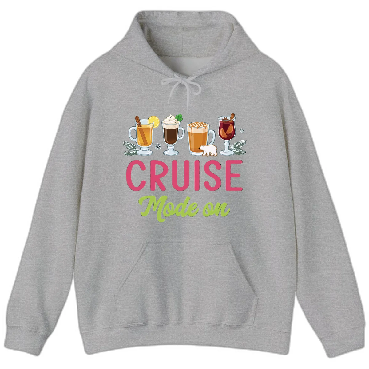 Cruise Mode On Holiday Drinks Hoodie in Sport Grey