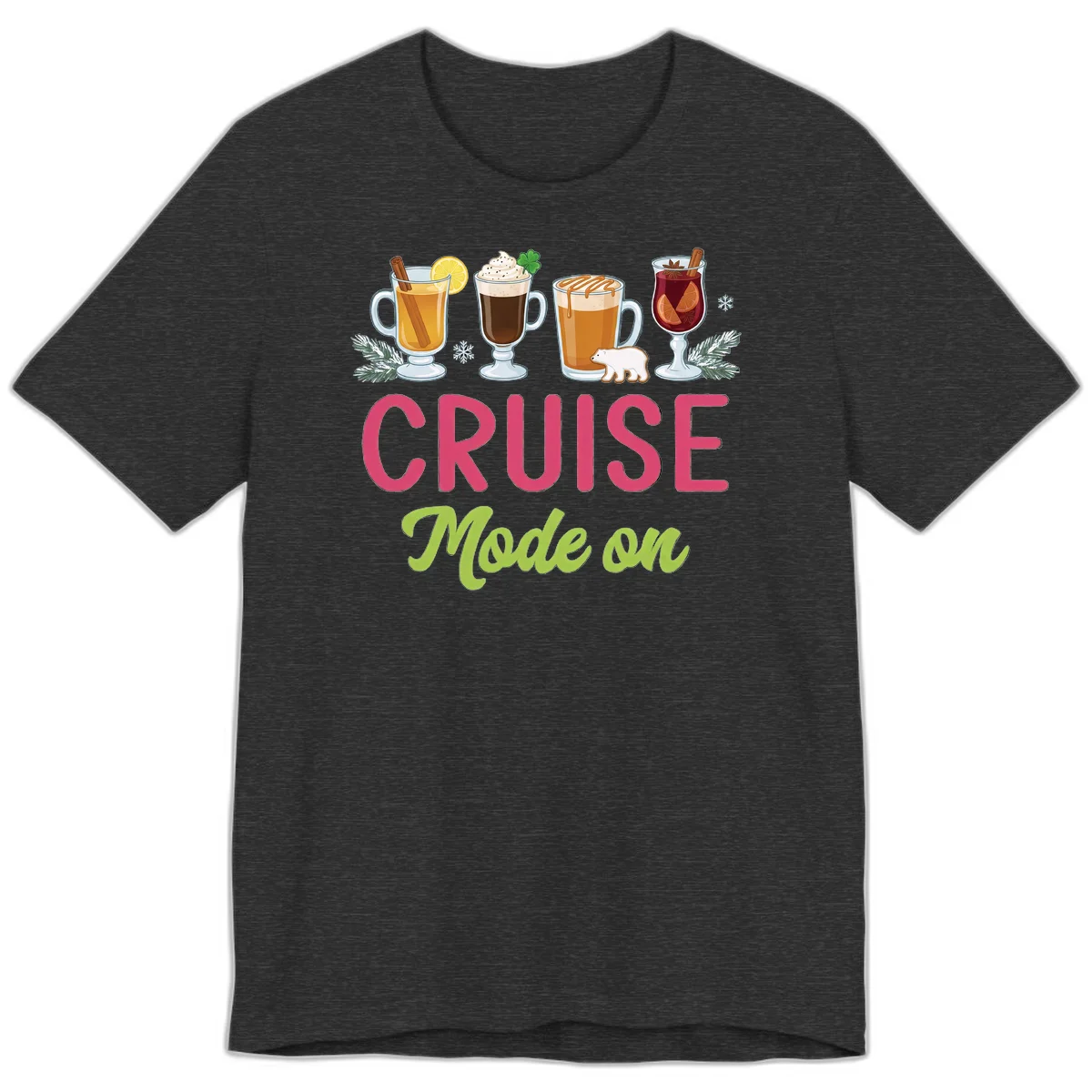 Cruise Mode On Holiday Drinks Premium Tee in Dark Grey Heather