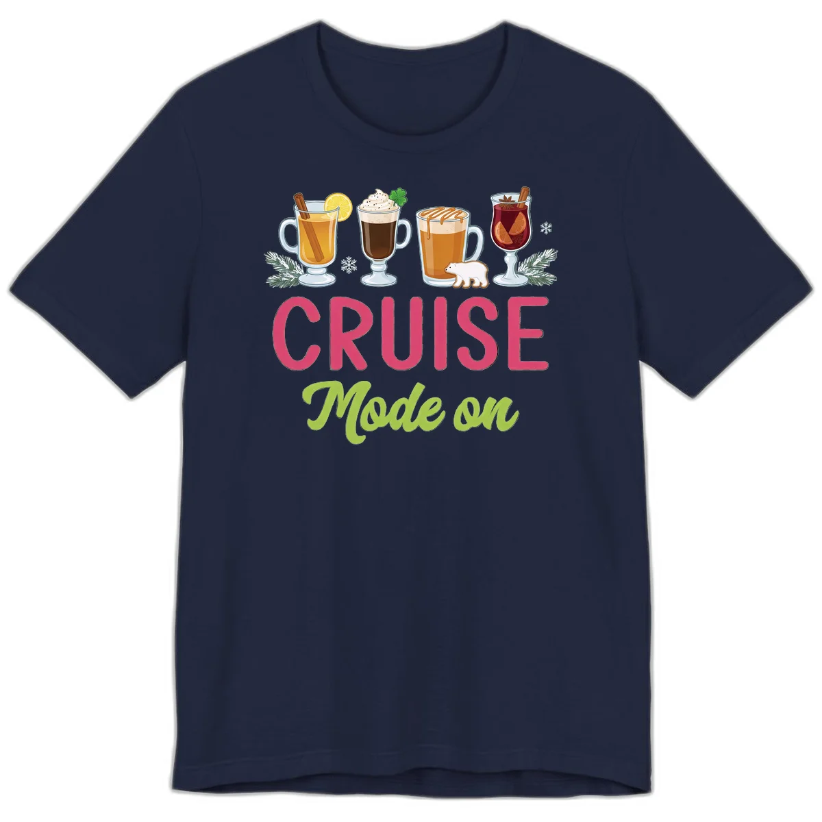 Cruise Mode On Holiday Drinks Premium Tee in Navy