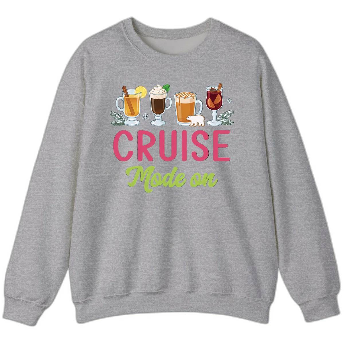 Cruise Mode On Holiday Drinks Sweatshirt in Sport Grey