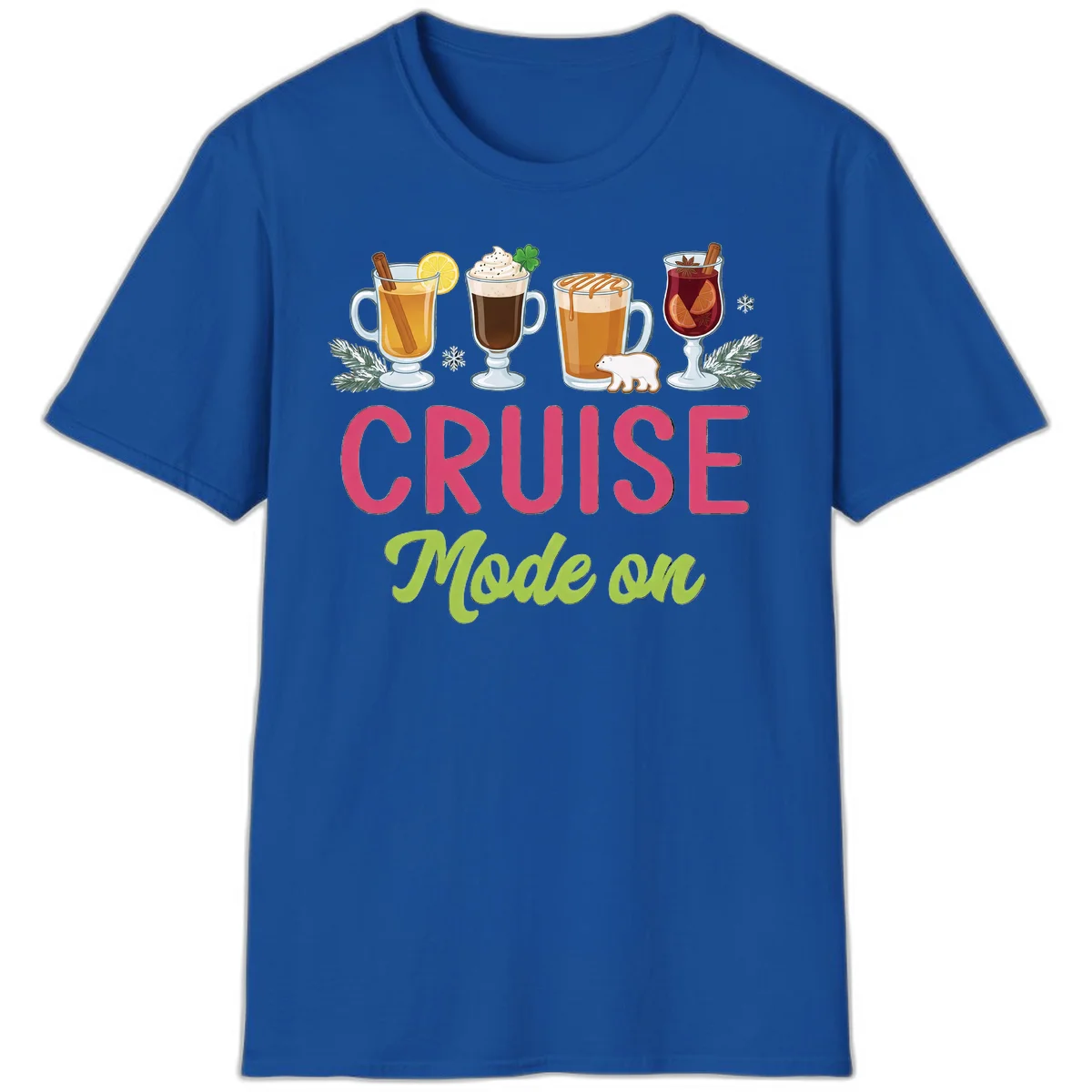 Cruise Mode On Holiday Drinks T-Shirt in Royal