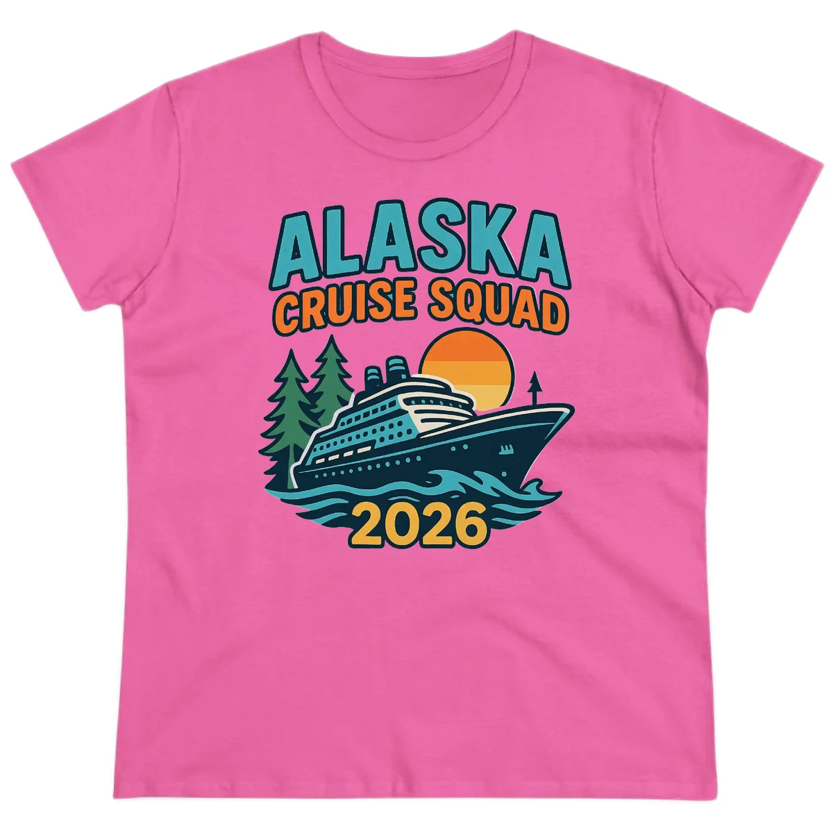 Alaska Cruise Squad 2026 Ladies Tee in Azalea