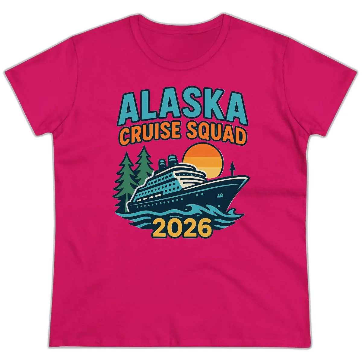 Alaska Cruise Squad 2026 Ladies Tee in Heliconia