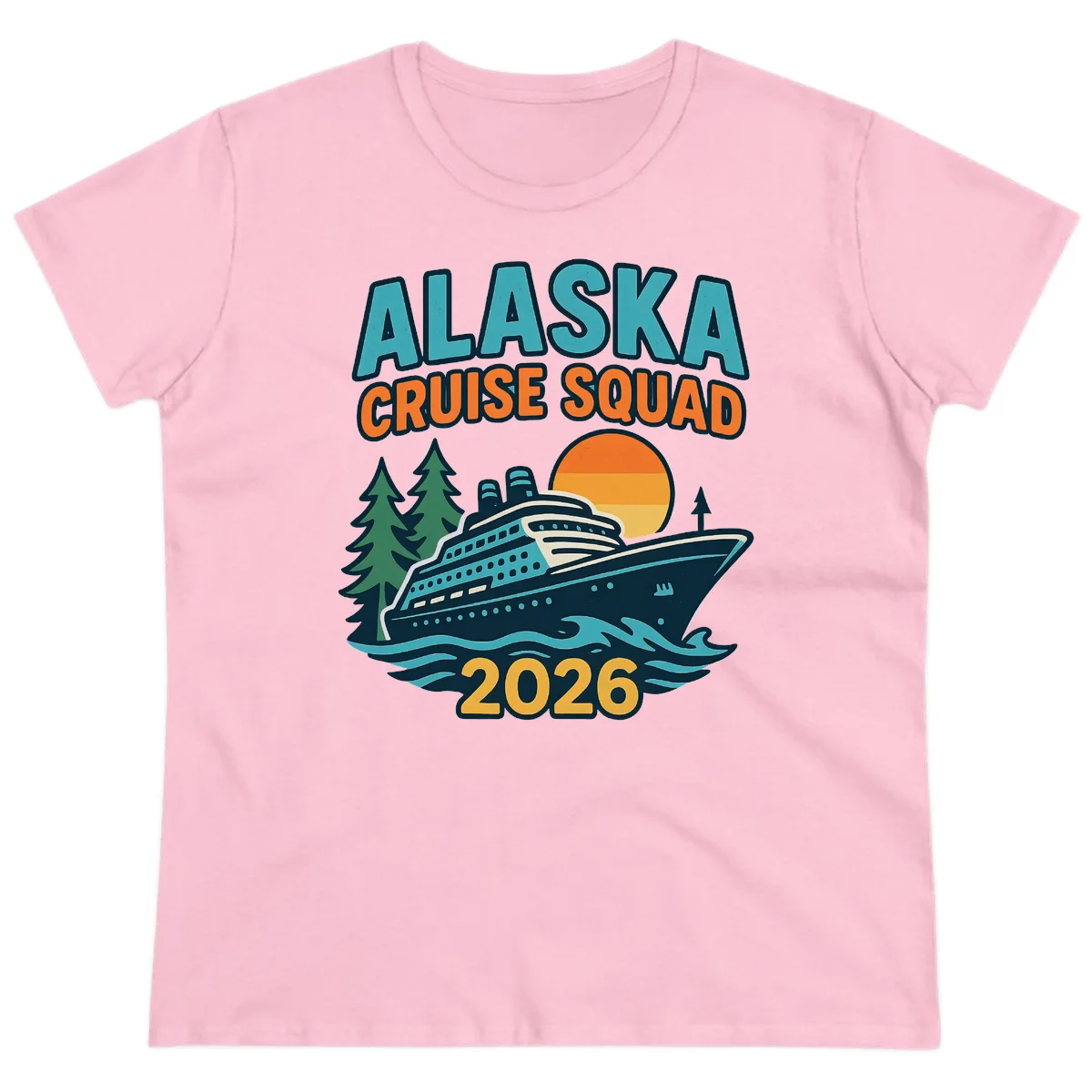 Alaska Cruise Squad 2026 Ladies Tee in Light Pink