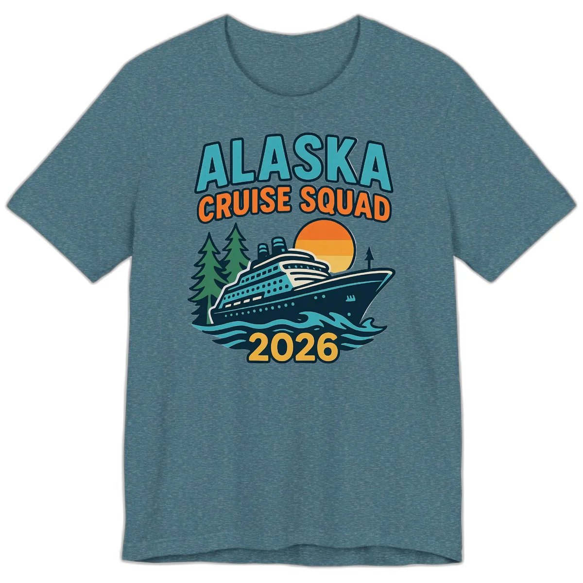 Alaska Cruise Squad 2026 Premium Tee in Heather Deep Teal