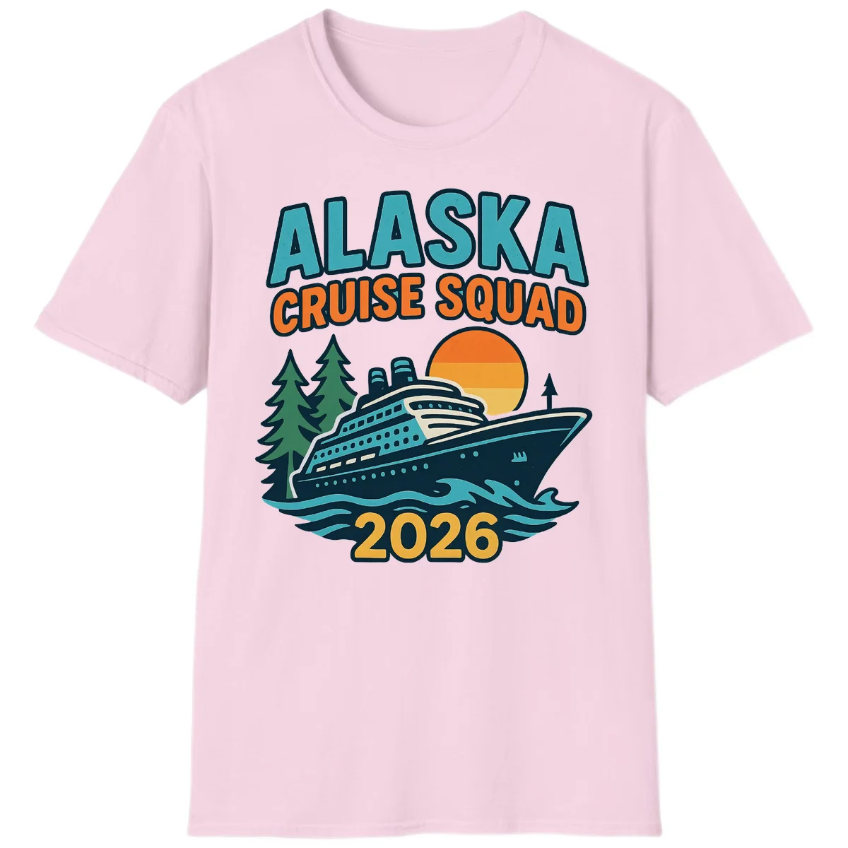 Alaska Cruise Squad 2026 T-Shirt in Light Pink