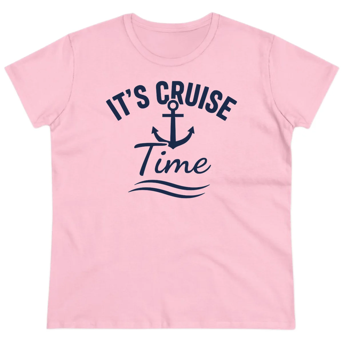 It's Cruise Time Anchor Ladies Tee in Light Pink