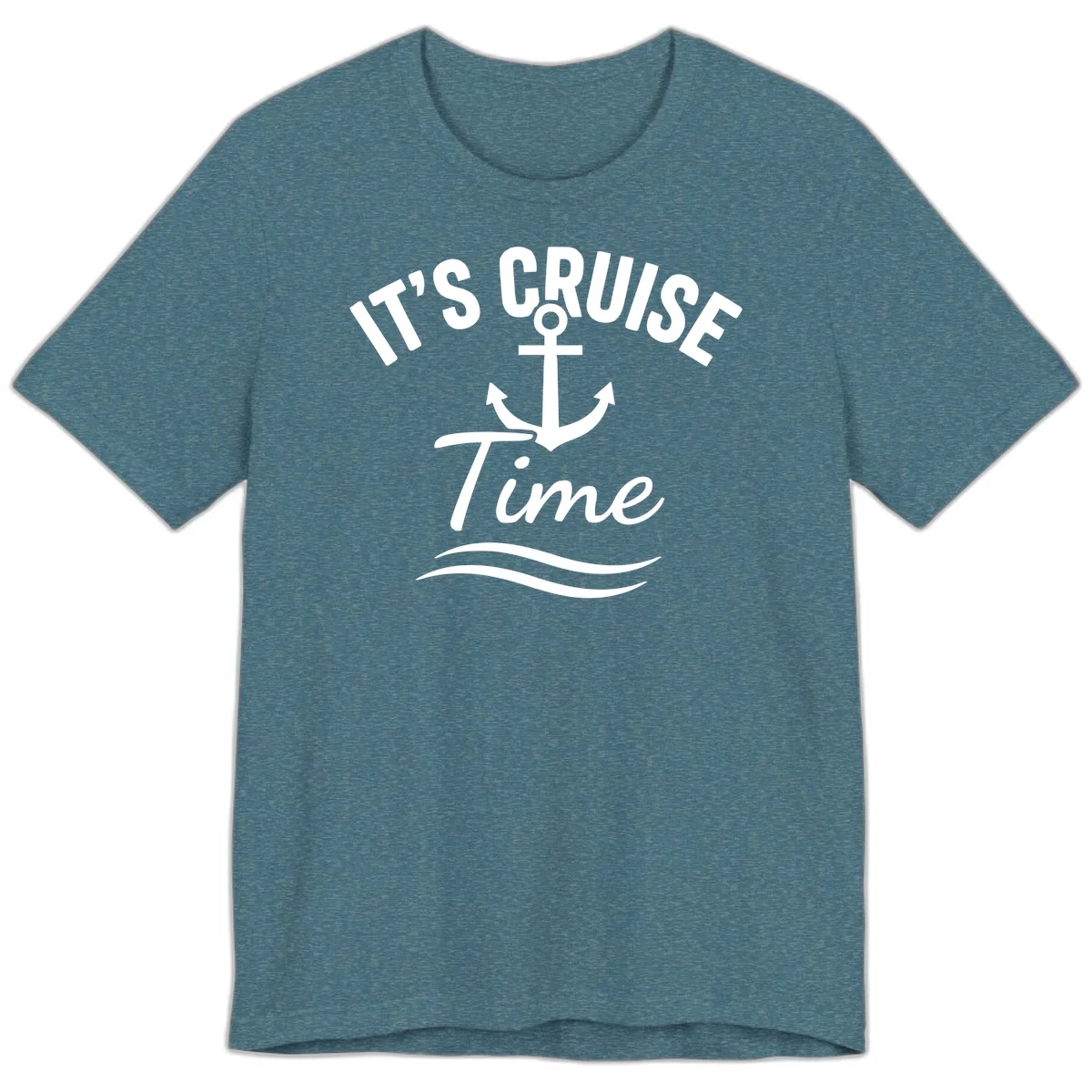 It's Cruise Time Anchor Premium Tee in Heather Deep Teal