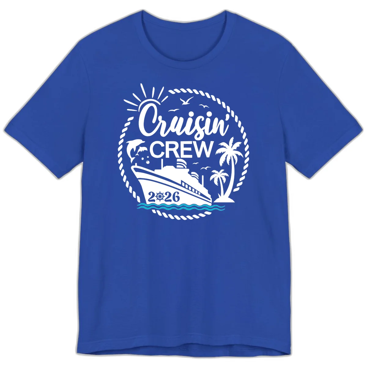 Cruisin' Crew 2026 Tropical Nautical Badge Premium T-Shirt in True Royal