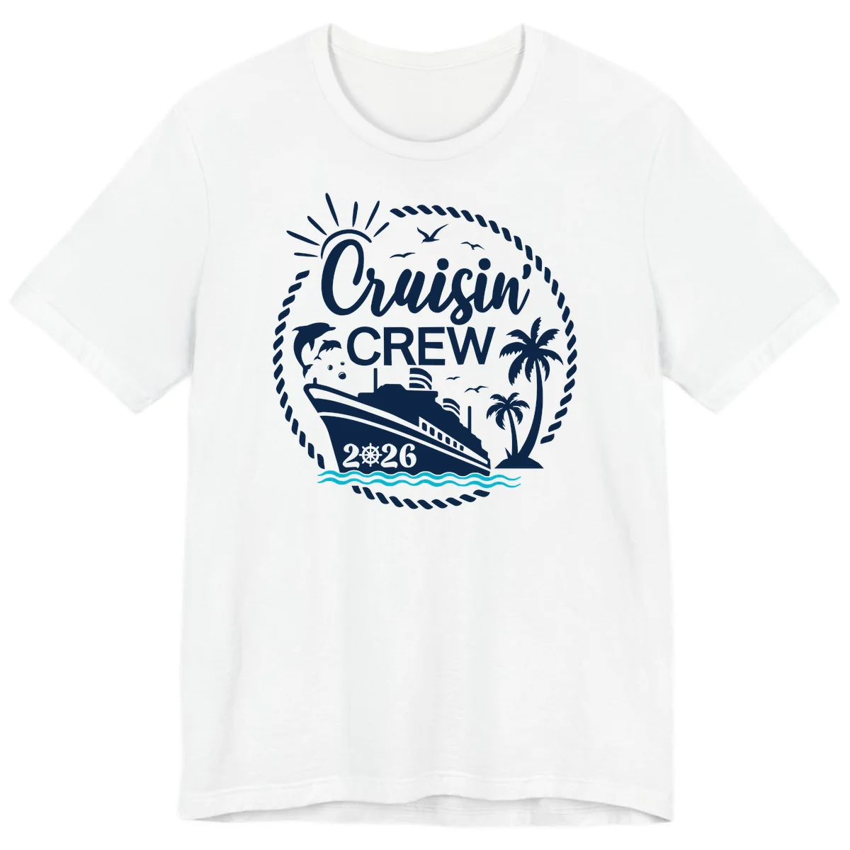 Cruisin' Crew 2026 Tropical Nautical Badge Premium T-Shirt in White