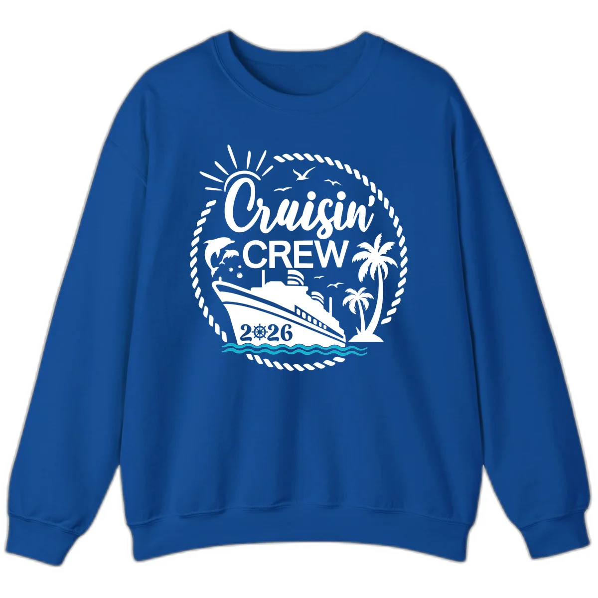 Cruisin' Crew 2026 Tropical Nautical Badge Sweatshirt in Royal