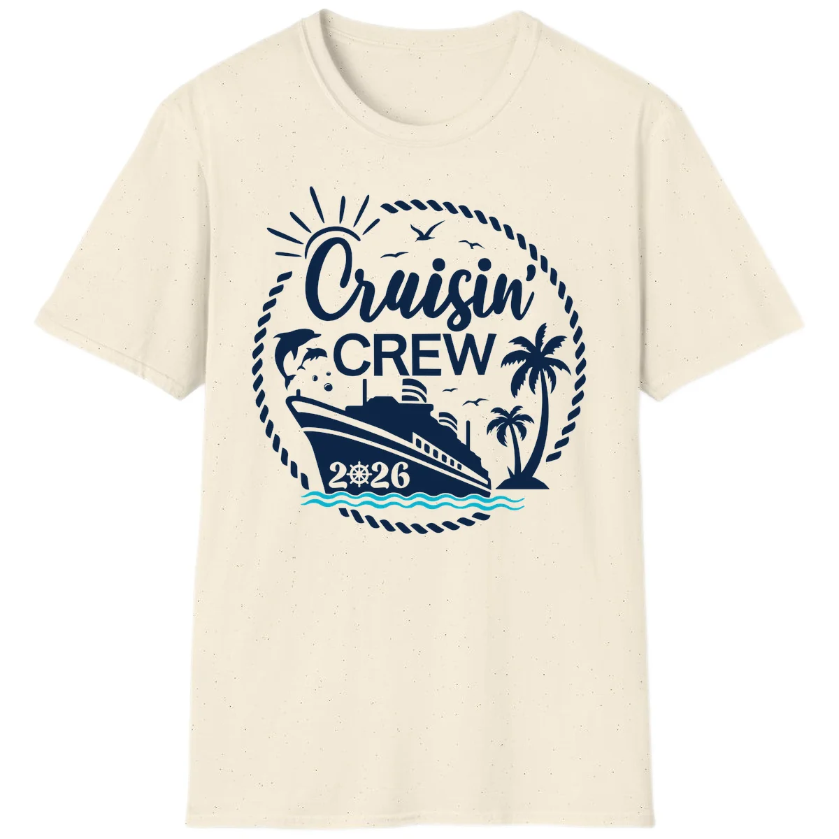 Cruisin' Crew 2026 Tropical Nautical Badge T-Shirt in Natural
