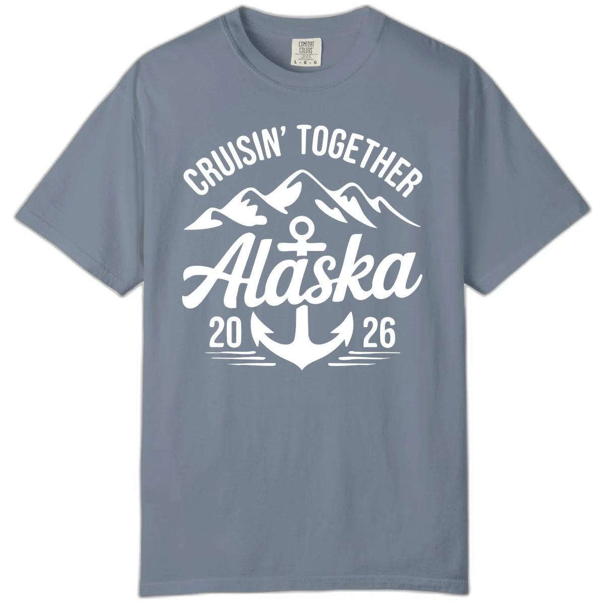 Cruisin' Together Alaska 2026 Anchor Design Comfort Color Tee in Blue Jean