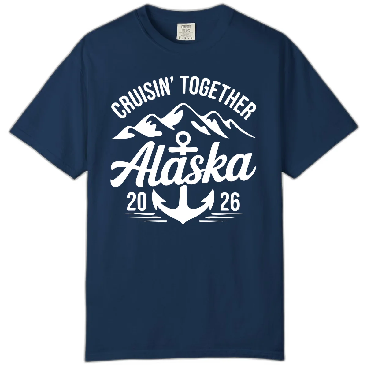 Cruisin' Together Alaska 2026 Anchor Design Comfort Color Tee in Navy