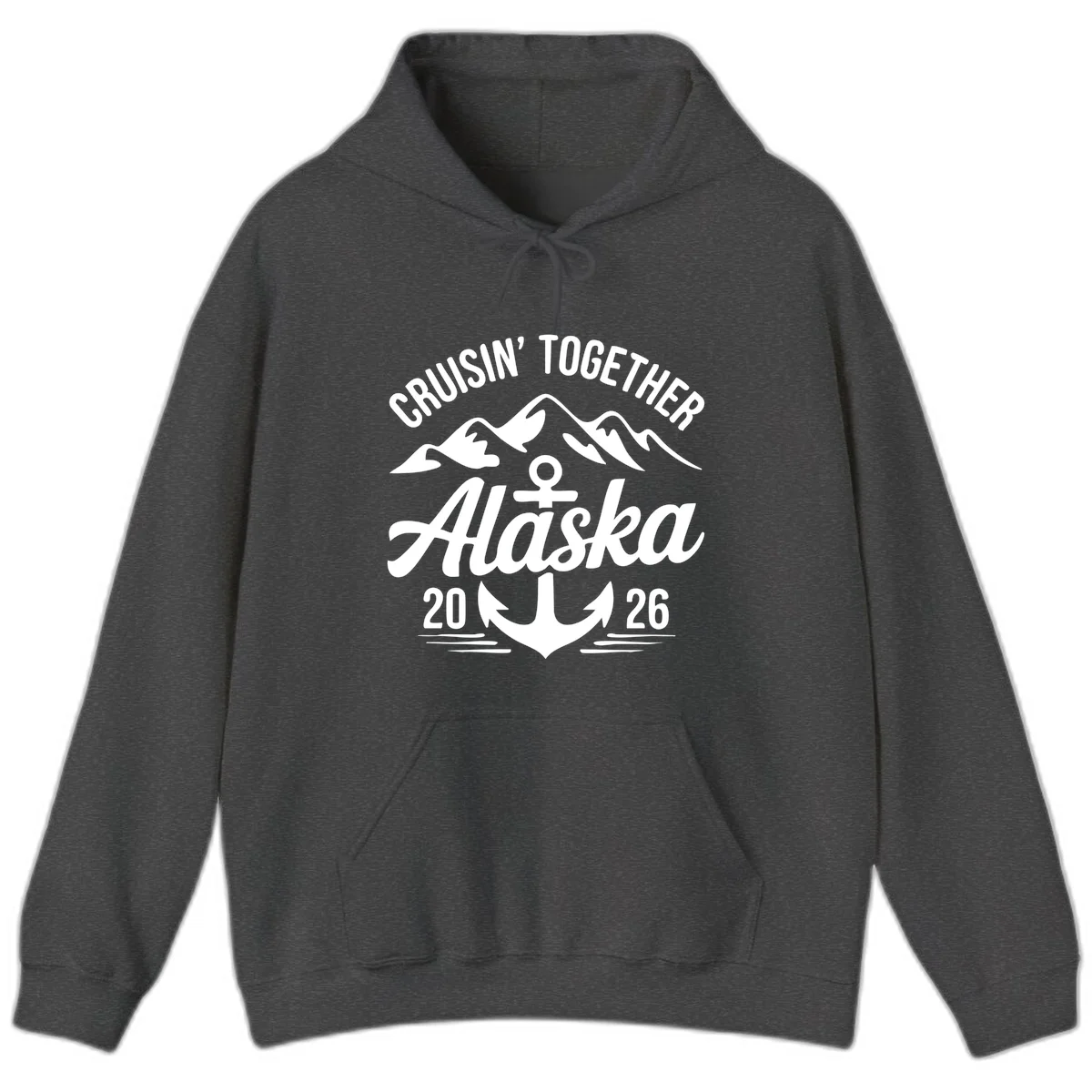 Cruisin' Together Alaska 2026 Anchor Design Hoodie in Dark Heather
