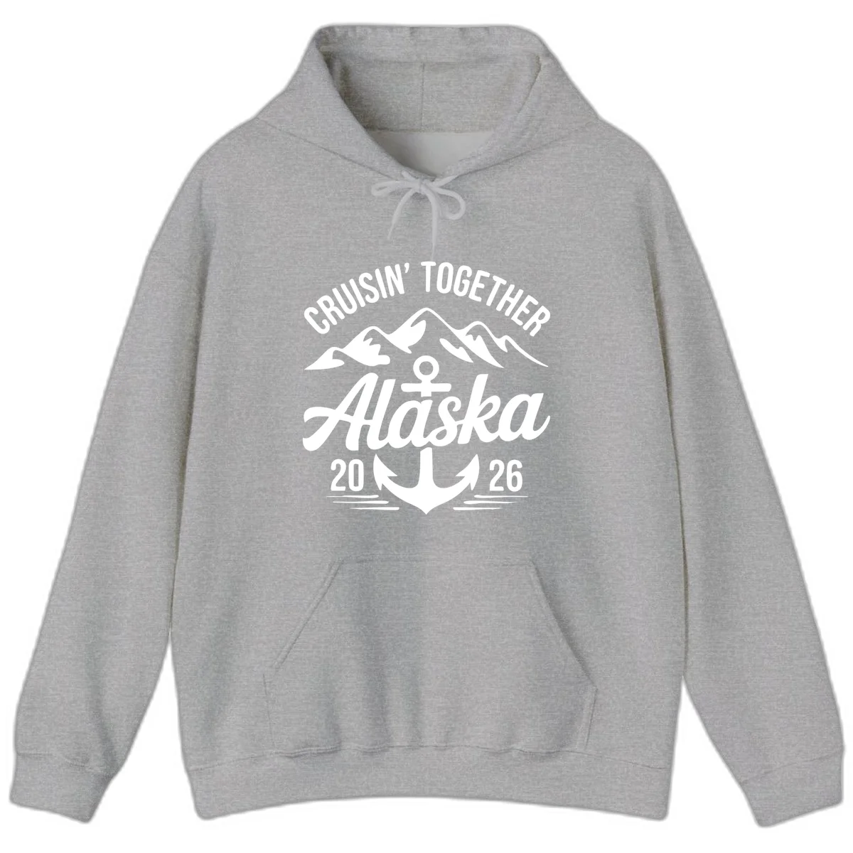 Cruisin' Together Alaska 2026 Anchor Design Hoodie in Sport Grey