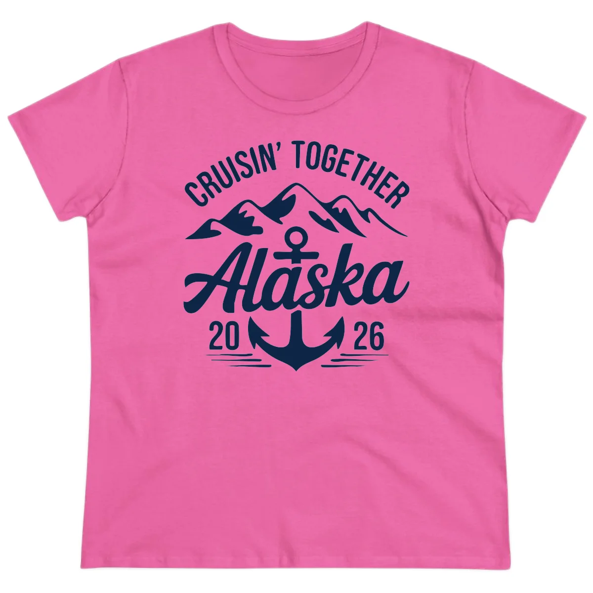 Cruisin' Together Alaska 2026 Anchor Design Ladies Tee in Azalea