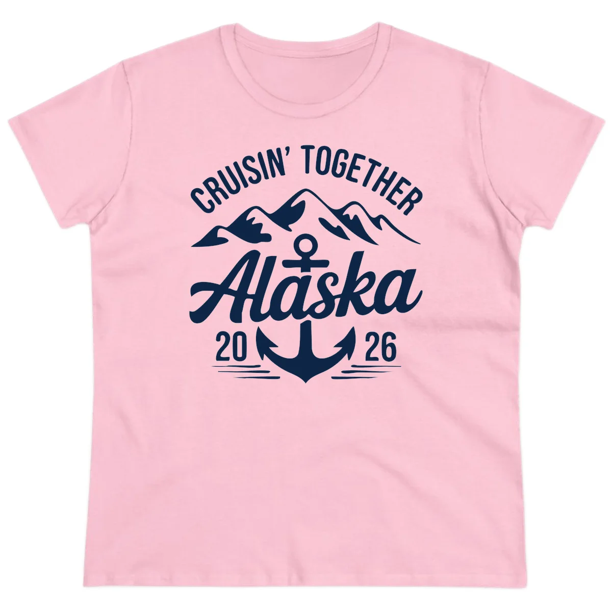 Cruisin' Together Alaska 2026 Anchor Design Ladies Tee in Light Pink
